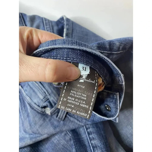 7 For All Mankind Straight Leg Jeans Raw Hem Women’s Size 31 Medium Wash - Picture 4 of 8
